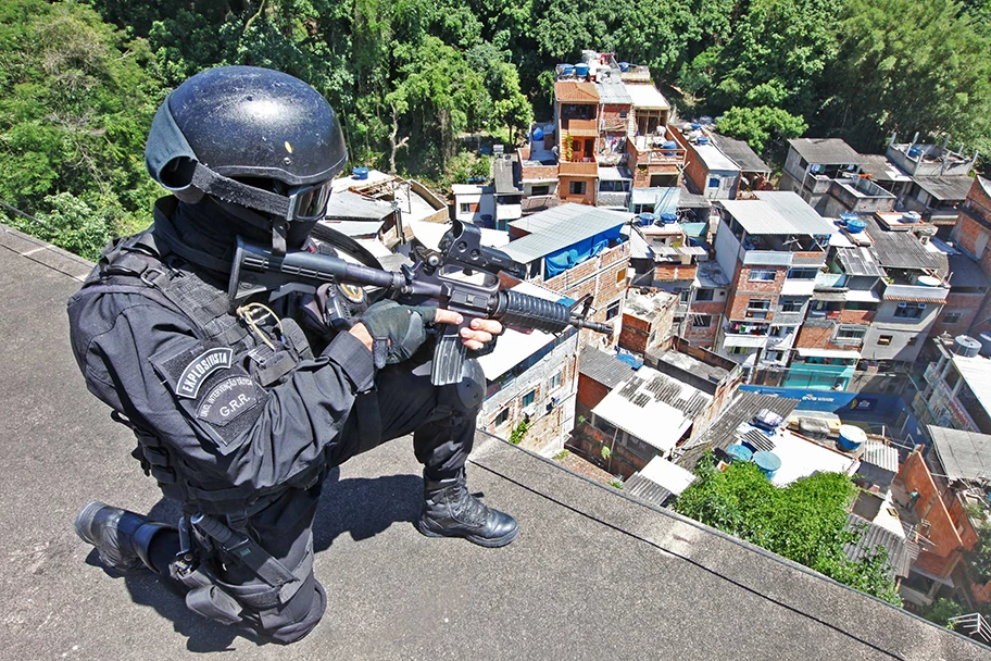 Polizeieinsatz in Rocinha, Rio de Janeiro.