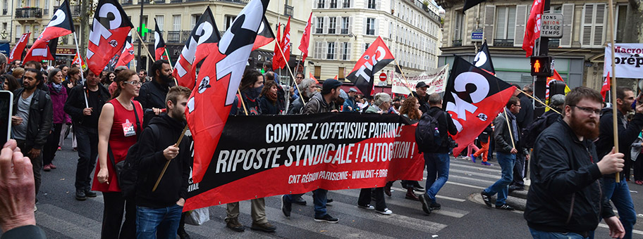 Demonstration in Paris gegen die Arbeitsmarktreform von Emmanuel Macron, Oktober 2017.