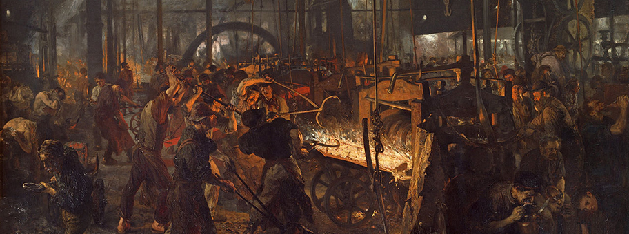 Eisenwalzwerk, Öl auf Leinwand, 1875.