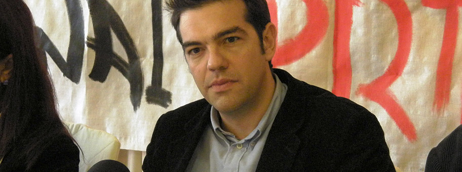 Vor 21 JahrenDer heutige griechische Ministerpräsident Alexis Tsipras an einer Pressekonferenz in Komotoni, November 2008.