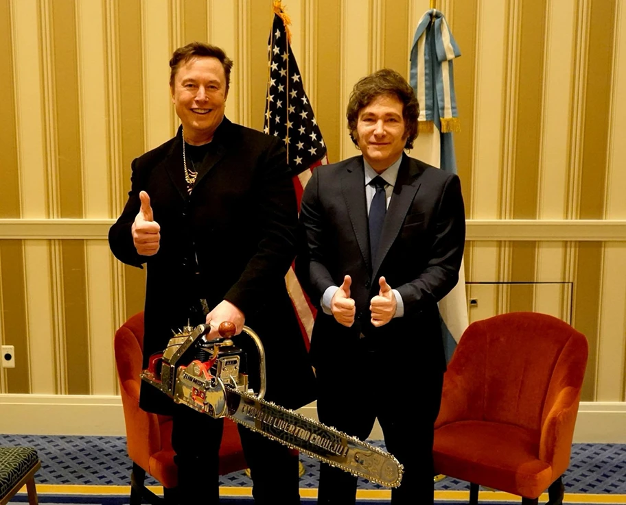 Javier Milei und Elon Musk bei einem Treffen in National Harbor, Maryland, 20. Februar 2025.