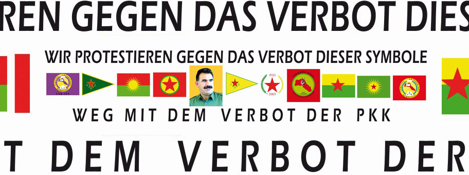 Laut dem Deutschen Bundesinnenministerium ist es verboten, Flaggen mit dem Foto des PKK-Gründers Öcalan zu schwenken.