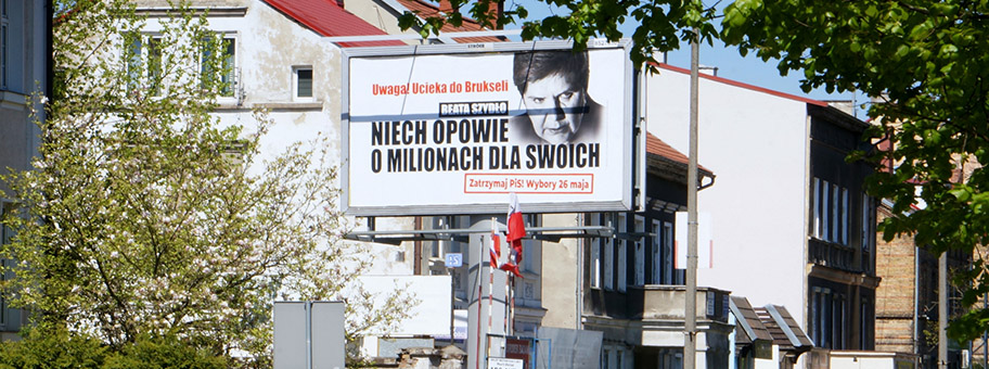 AntiPiSPlakat der Koalicja Europejska (Europäische Koalition) in Gorzów Wielkopolski, April 2019.