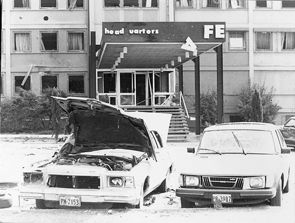 Bombenanschlag der RAF (Kommando Sigurd Debus) in Ramstein auf das Hauptquartier der US-Luftstreitkräfte in Europa am 31. August 1981.