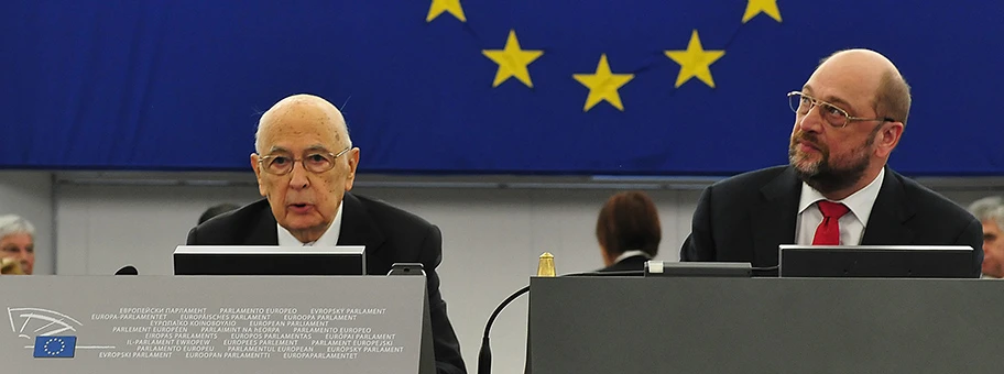 Giorgio Napolitano und Martin Schulz im Europaparlament.