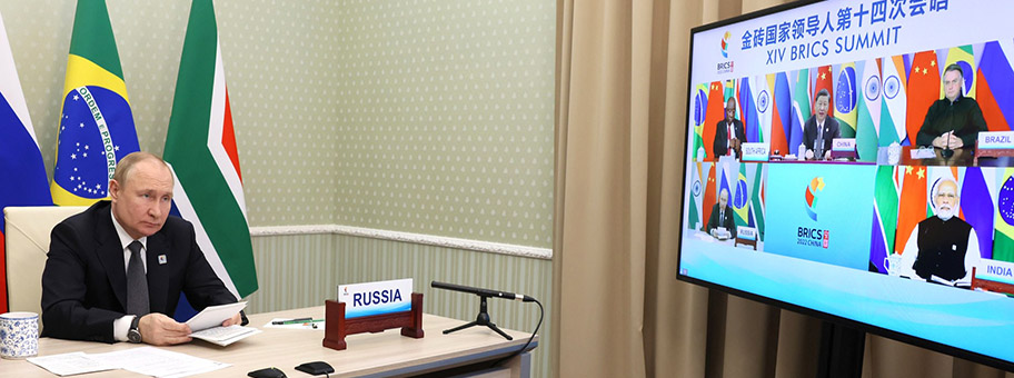 Vladimir Putin während der 14. BRICS Konferenz, 23. Juni 2022.