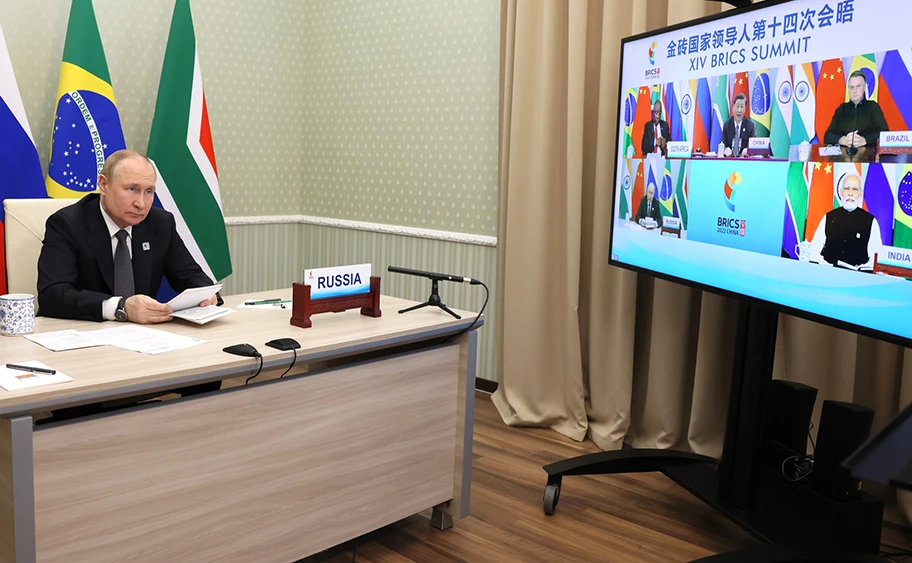 Vladimir Putin während der 14. BRICS Konferenz, 23. Juni 2022.