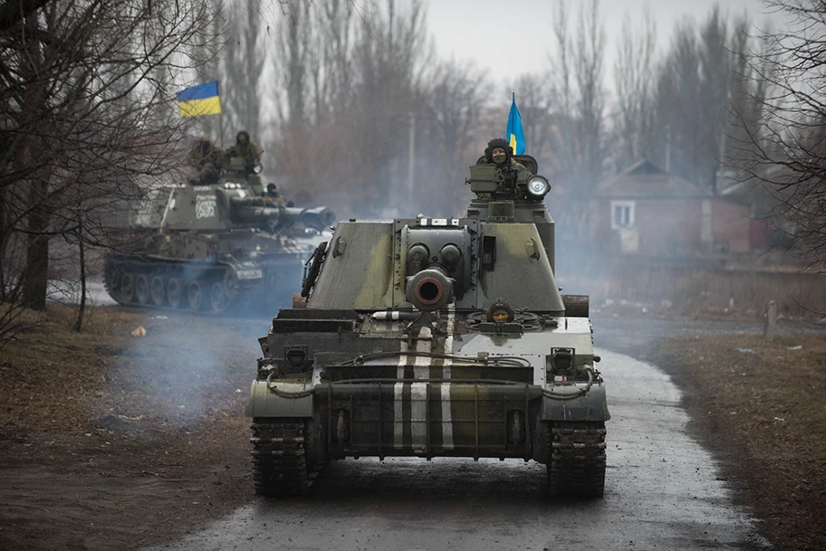 Panzer im Osten der Ukraine, März 2015.