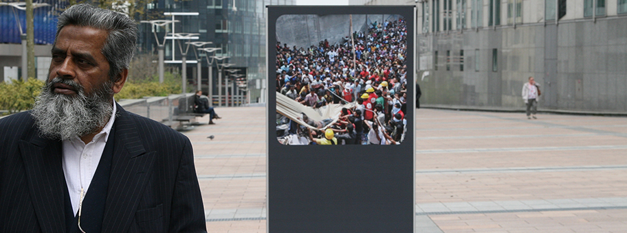 Gedenken an die Opfer von Rana Plaza, April 2015.