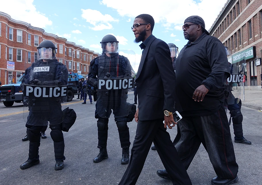 Riot-Police in Baltimore während den Unruhen am 25. April 2015.