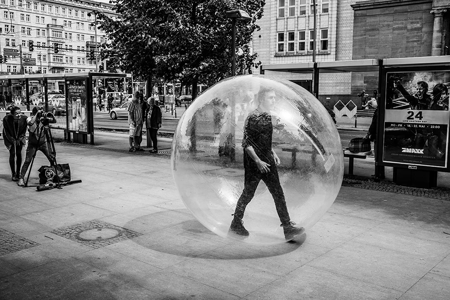 Boy in a bubble.