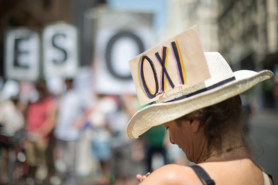 Solidaritätskundgebung in Madrid für das griechische Nein zum Referendum, 5. Juli 2015.