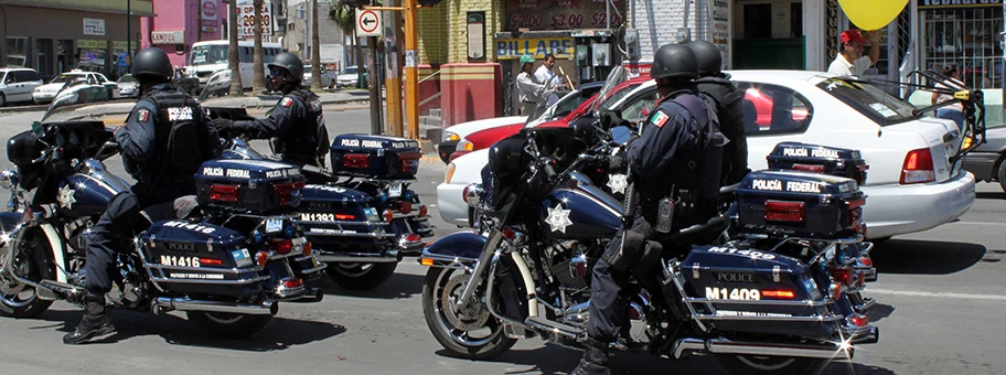 Polizei auf Patrouille in Ciudad Juárez, Mexiko.