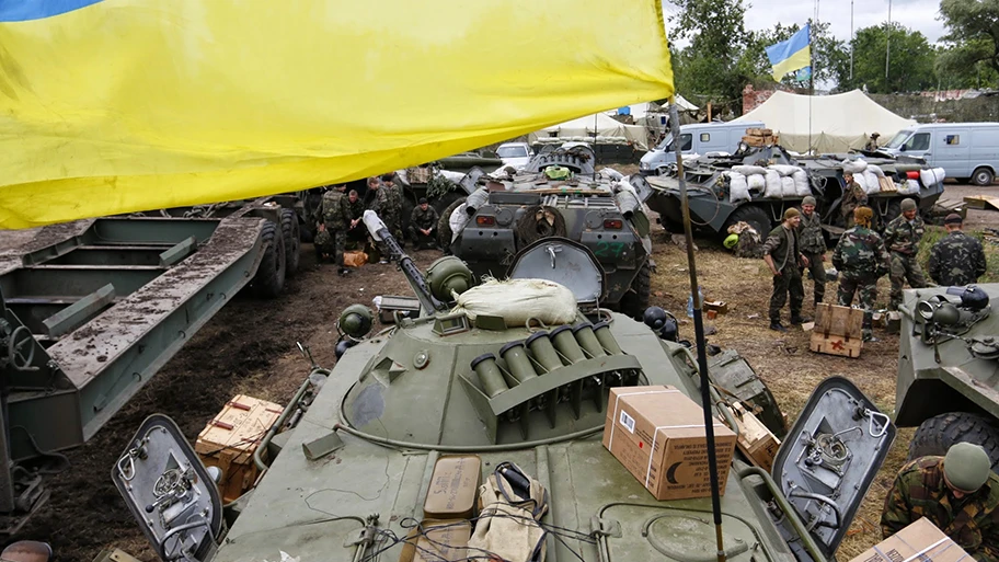 Ukrainische Soldaten im Donbass, Juni 2014.