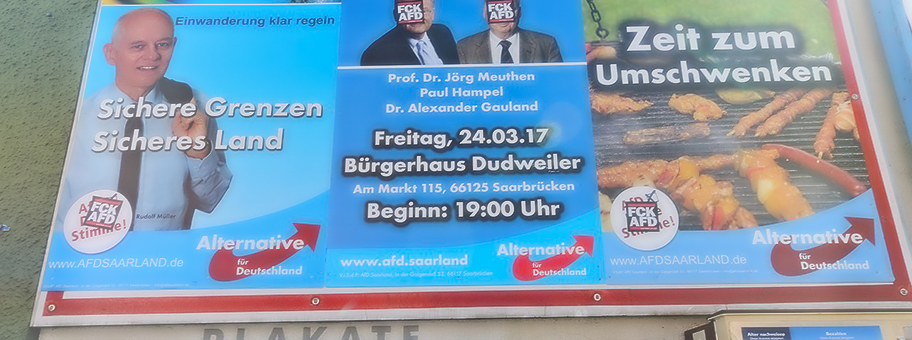 Wahlplakate der AfD für die Landtagswahl 2017 im Saarland (Saarbrücken).