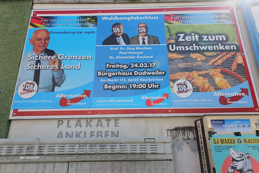 Wahlplakate der AfD für die Landtagswahl 2017 im Saarland (Saarbrücken).