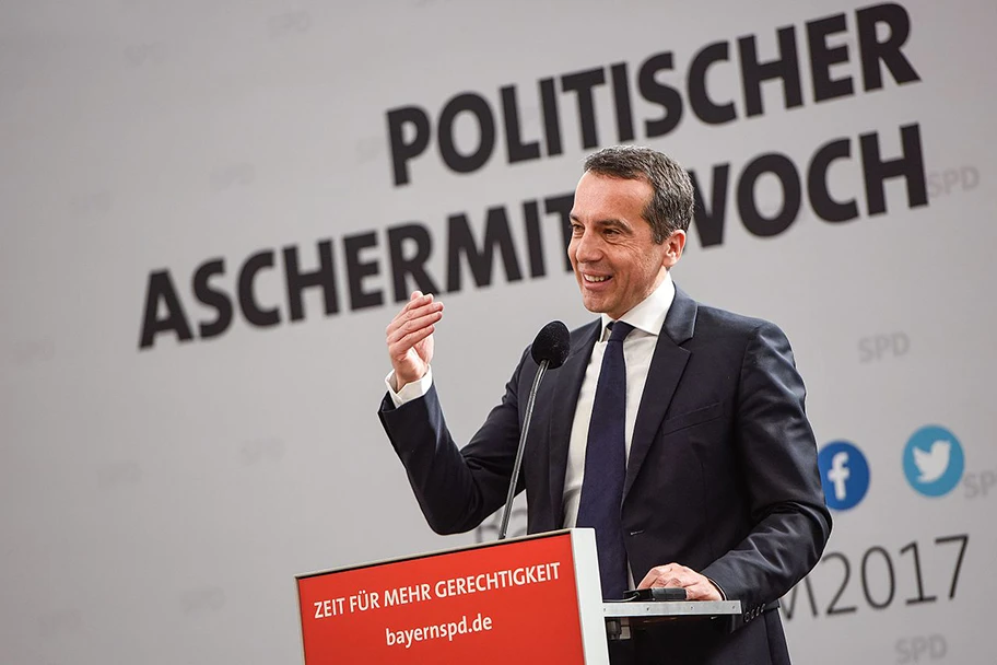 Bundeskanzler Christian Kern an einer Kundgebung am 1. März in Vilshofen.