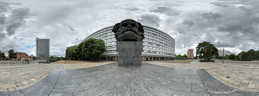 Kugelpanorama vom Karl-Marx-Monument in Chemnitz.