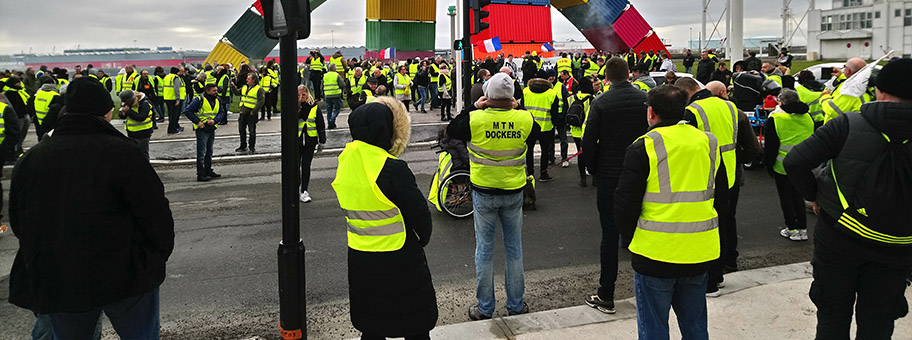 Demonstration der Gilets Jaunes in Le Havre, Januar 2019.