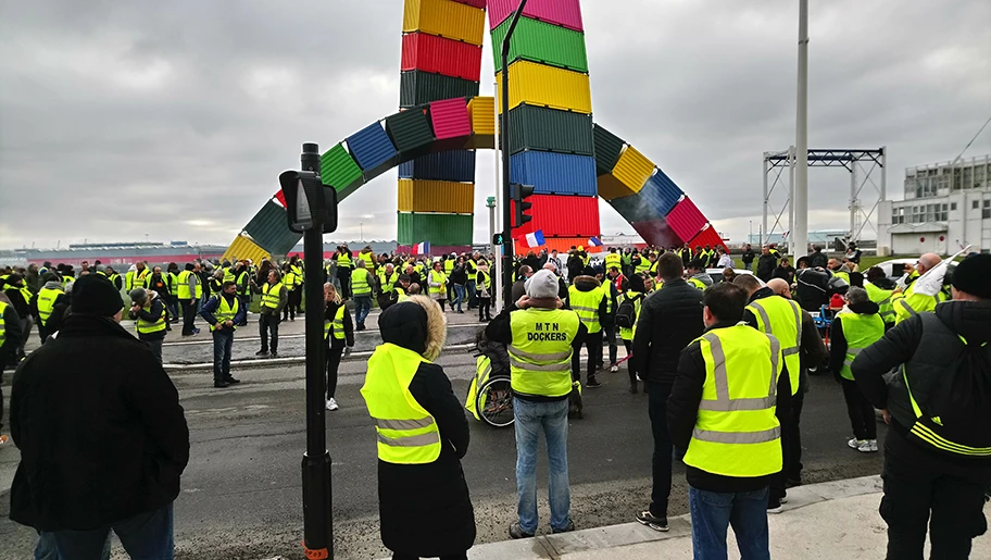 Demonstration der Gilets Jaunes in Le Havre, Januar 2019.