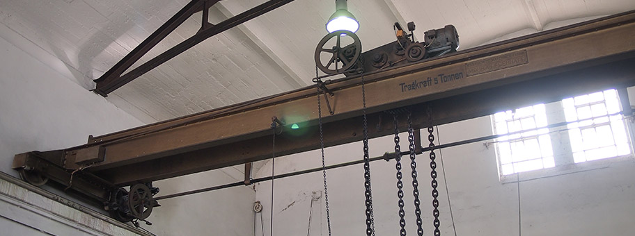 Ehemalige Maschinenhalle des Elektrizitätswerkes im städtischen Schlachthof Offenburg.