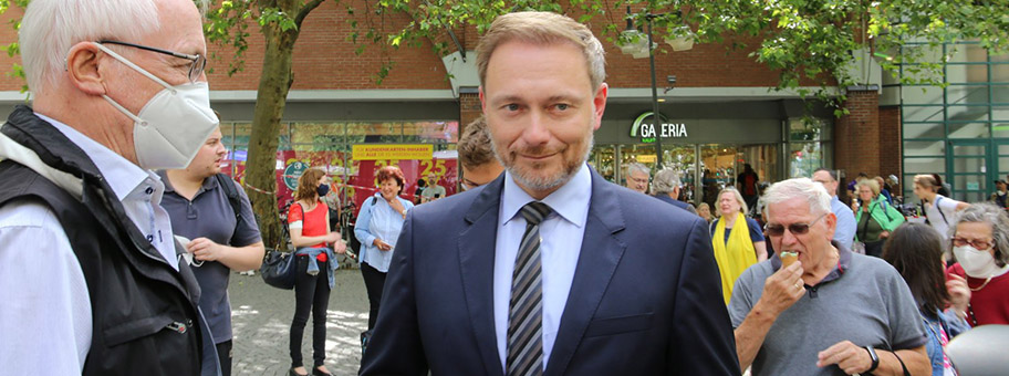 Christian Lindner, Politiker (FDP), auf einer Wahlkampfveranstaltung.