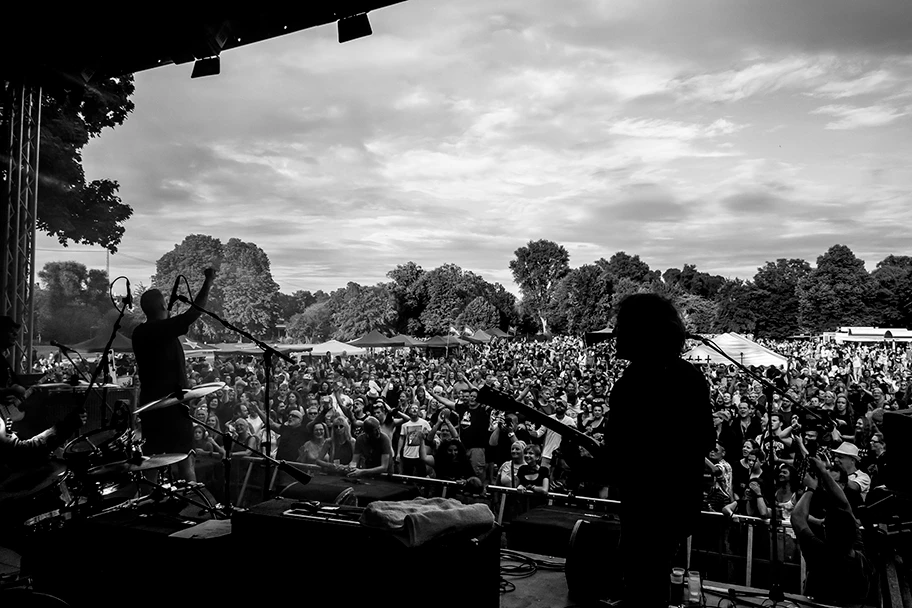 Rock gegen Rechts im Volksgarten von Düsseldorf, August 2022.