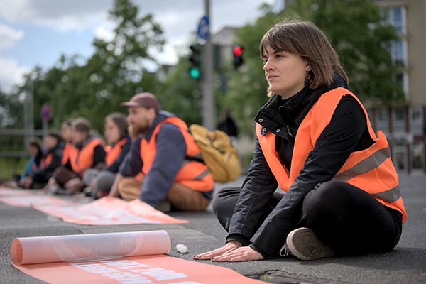 Protest der Letzten generation auf dem Bundesplatz am 18. Mai 2023.