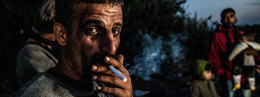 Migranten auf dem Bahnstück Röszke–Horgoš an der serbisch ungarischen Grenze, August 2015.