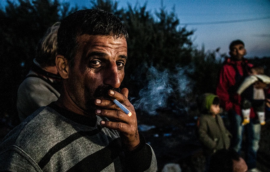 Migranten auf dem Bahnstück Röszke–Horgoš an der serbisch ungarischen Grenze, August 2015.