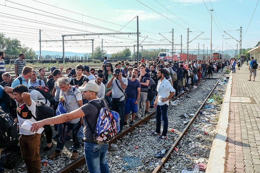 Idomeni, Flüchtlinge an der griechischen Grenze.