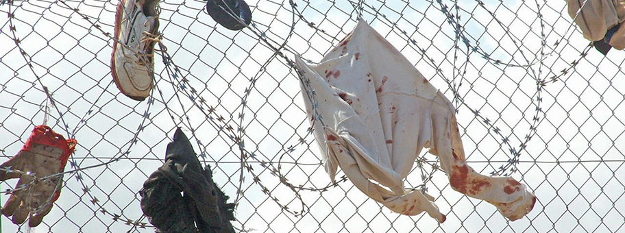 Europäischer Grenzzaun in der Spanischen Exklave Melilla.