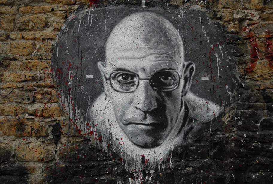 Michel Foucault, gemaltes Portrait.