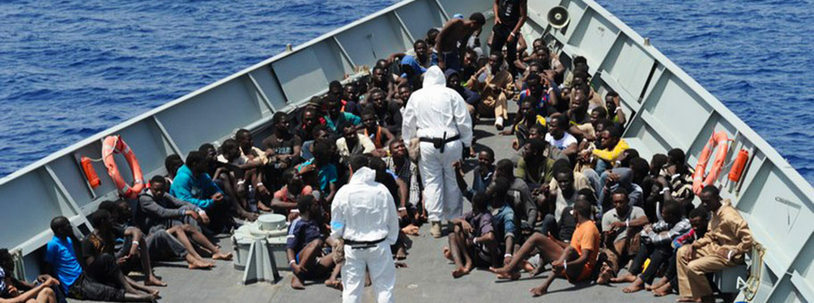 Afrikanische Migranten auf dem spanischen Schiff «Reina», Juli 2016.