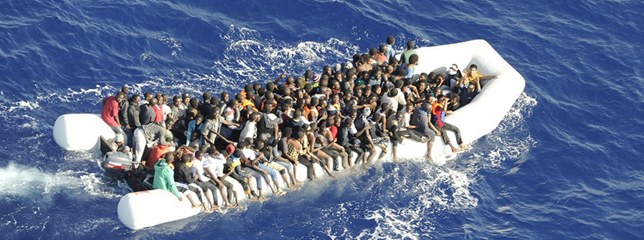 Afrikanische Flüchtlinge im Mittelmeer, August 2016.