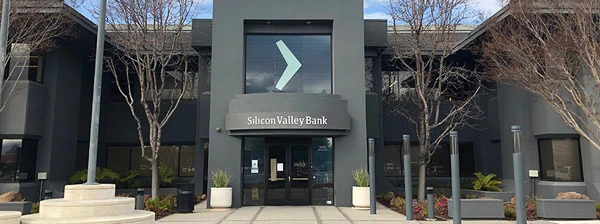 Former headquarters of Silicon Valley Bank on West Tasman Drive in Santa Clara, Calif.