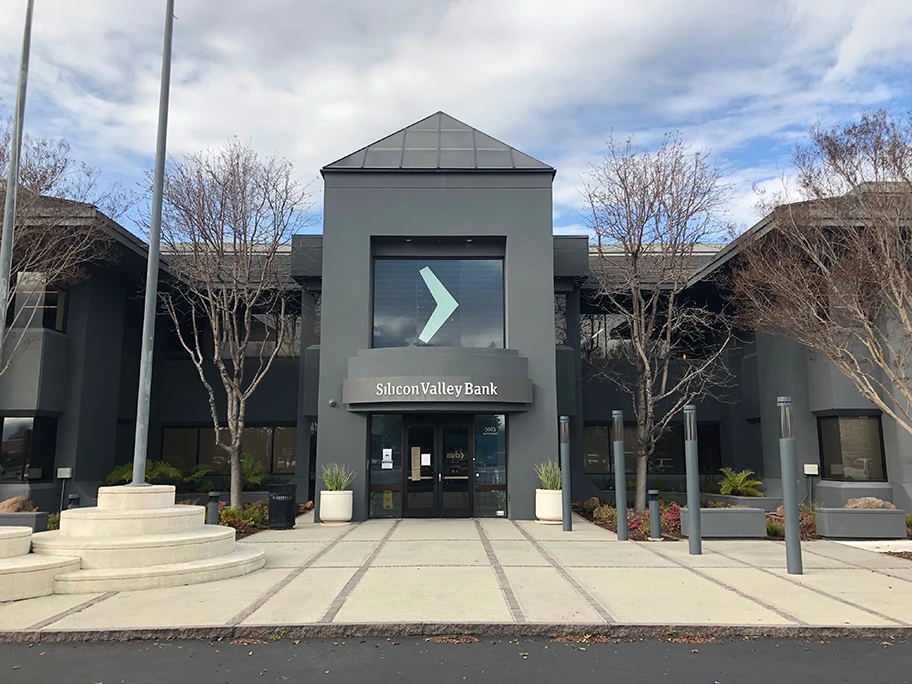 Former headquarters of Silicon Valley Bank on West Tasman Drive in Santa Clara, Calif.