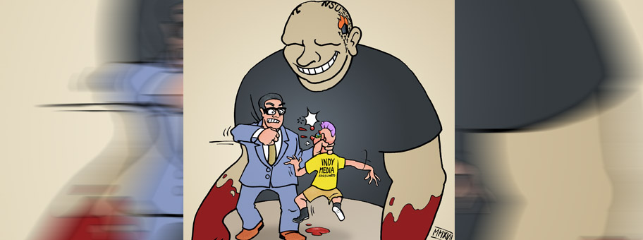 Karikatur von Timo Essner über das Verbot und die Schliessung der Internet-Plattform «linksunten.indymedia.org» durch den Bundesinnenminister Thomas De Maizière.