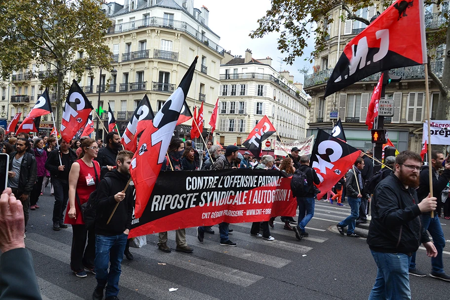 Demonstration in Paris gegen die Arbeitsmarktreform von Emmanuel Macron, Oktober 2017.