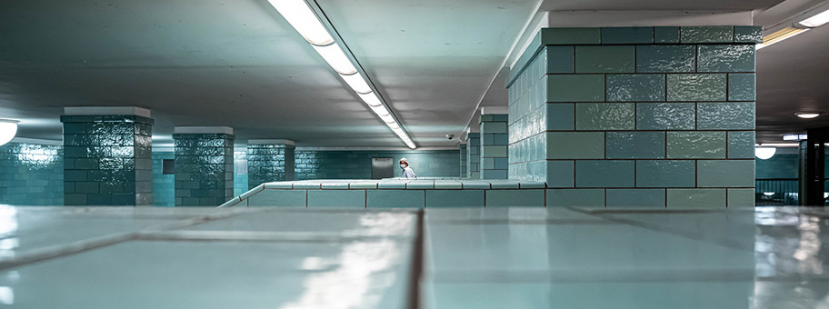 U Alexanderplatz während der Pandemie, Juli 2020.