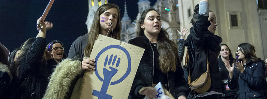 Frauenstreiktag in Saragossa, Spanien, März 2018.