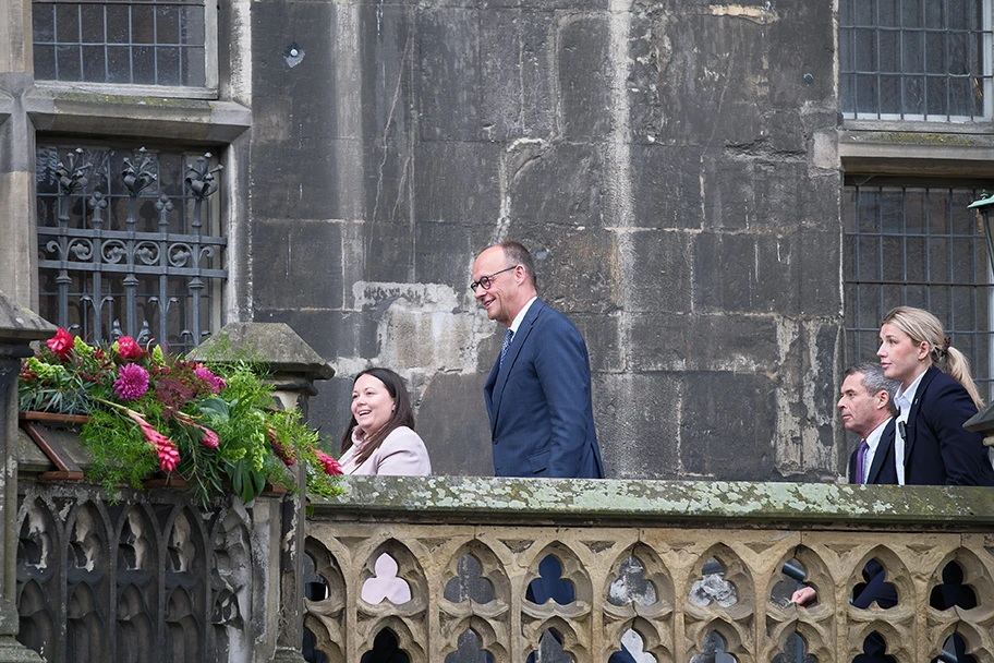 Ankunft von Friedrich Merz am Rathaus Aachen anlässlich der Karlspreisverleihung am 14. Mai 2026.