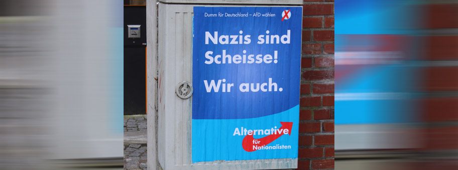 Parodie eines AFD-Wahlplakats.