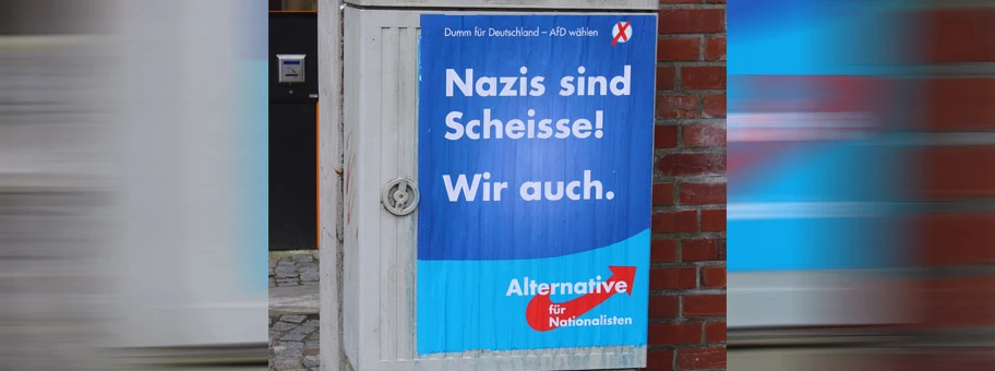 Parodie eines AFD-Wahlplakats.