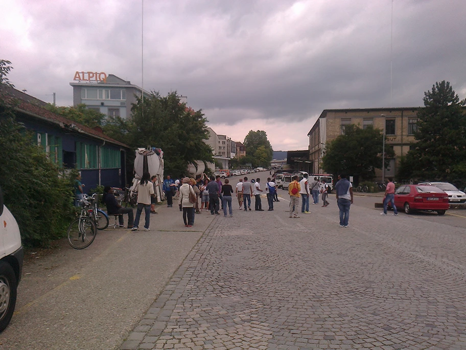 Die Autonome Schule Zürich an ihrem ehemaligen Standort auf dem Güterbahnhofareal (Juli 2012).