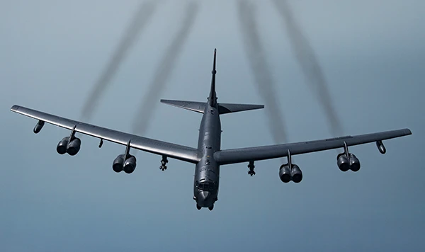 Strategischer Bomber B-52H der US-Luftwaffe über Asien, Mai 2019.