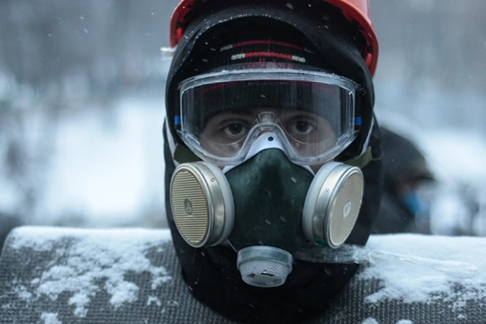 Euromaidan Demonstrant in Kiew am 21. Januar 2014.