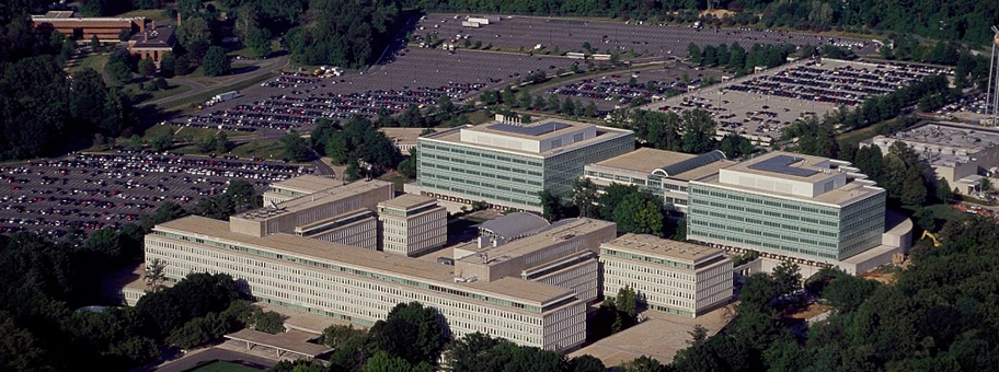 Luftaufnahme des CIA-Hauptquartiers in Langley, Virginia.