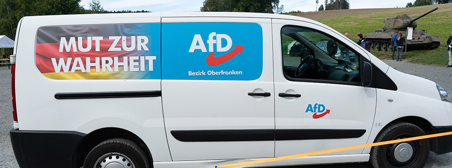 AfD-Wagen in Mödlareuth, Oktober 2020.
