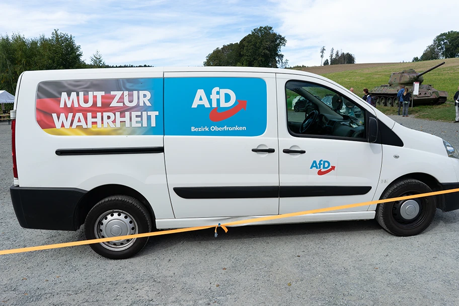 AfD-Wagen in Mödlareuth, Oktober 2020.